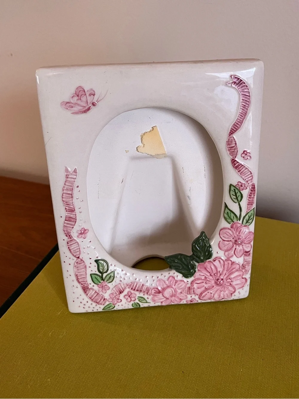 Pink Floral Ceramic Picture Frame - Decorative Home Accent